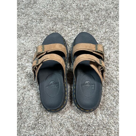 Dr. Martens Myles Platform Slide Sandal Tan Nubuck Slip on Shoes Women’s Size 7 - Picture 4 of 11